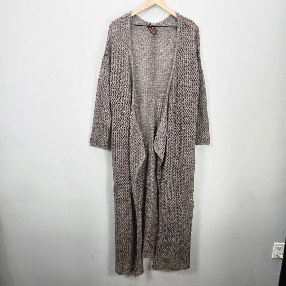 Open Knit Duster Longline Cardigan M L Mohair Wool Resortwear Travel Luxury